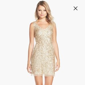 Sequin Tulle Sheath Dress Adrianna Papell
